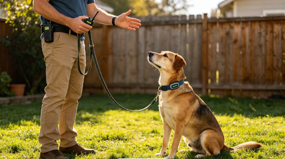E-collar training for beginners with a focused dog
